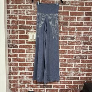 Hali Cali Wide Leg Yoga Pants Wing Graphic XS NWT Made USA Foldover Waist